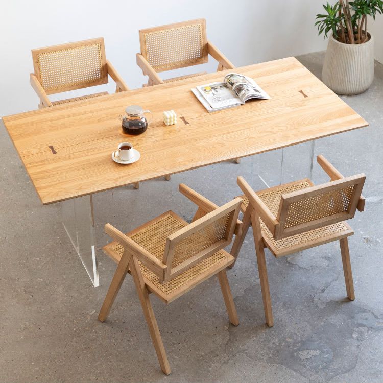 Rectangle Double Pedestal Dining Table Modern Wood Table for Kitchen