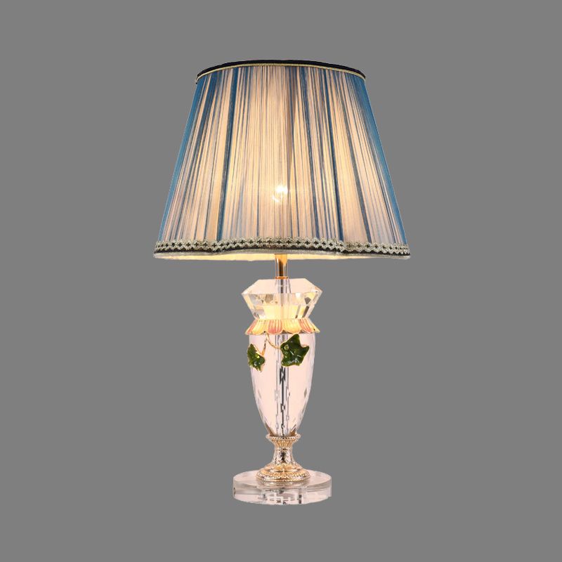 Vase Form Task Lighting Modernist Facetted Crystal 1 Head Night Tischlampe in Blau