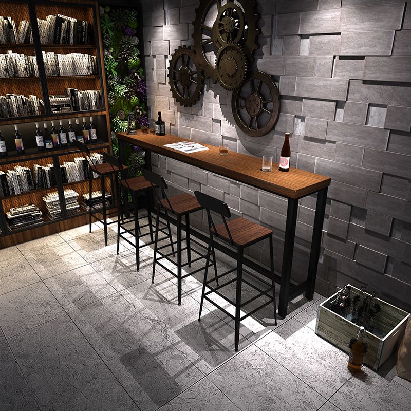 Industrial 1/2/5/9 Pieces Bar Table Set Rectangle Pine Wood Counter Table with High Stools