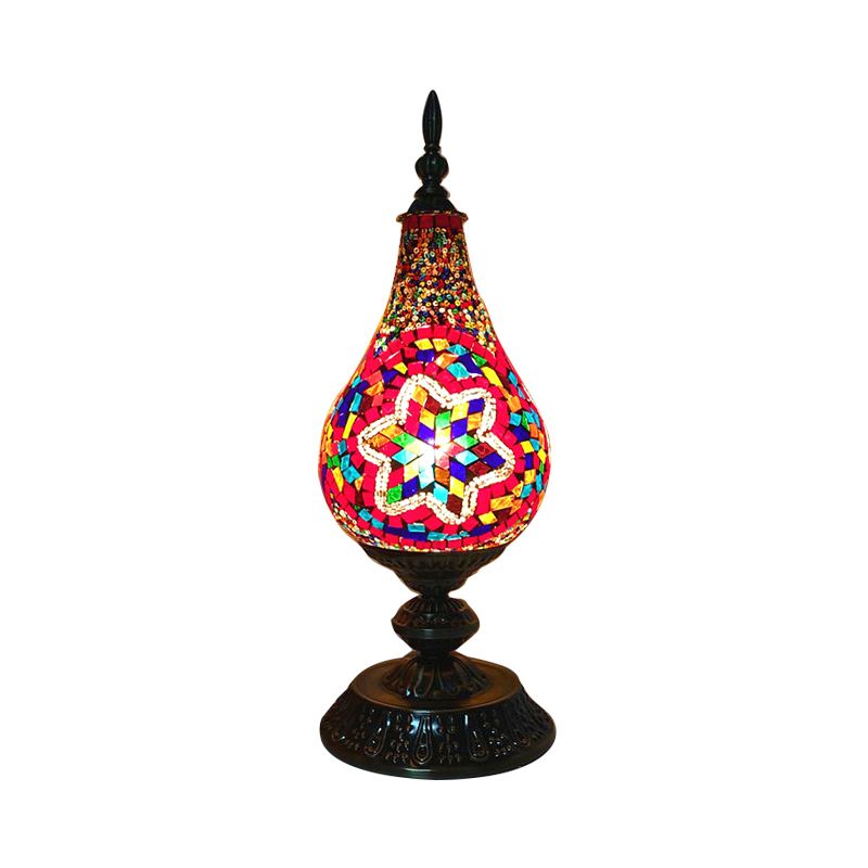 Lampe de Table LED en verre fabriquée à la main, Vintage, blanc/rouge/jaune, lampe de chevet en forme de larme pour chambre à coucher