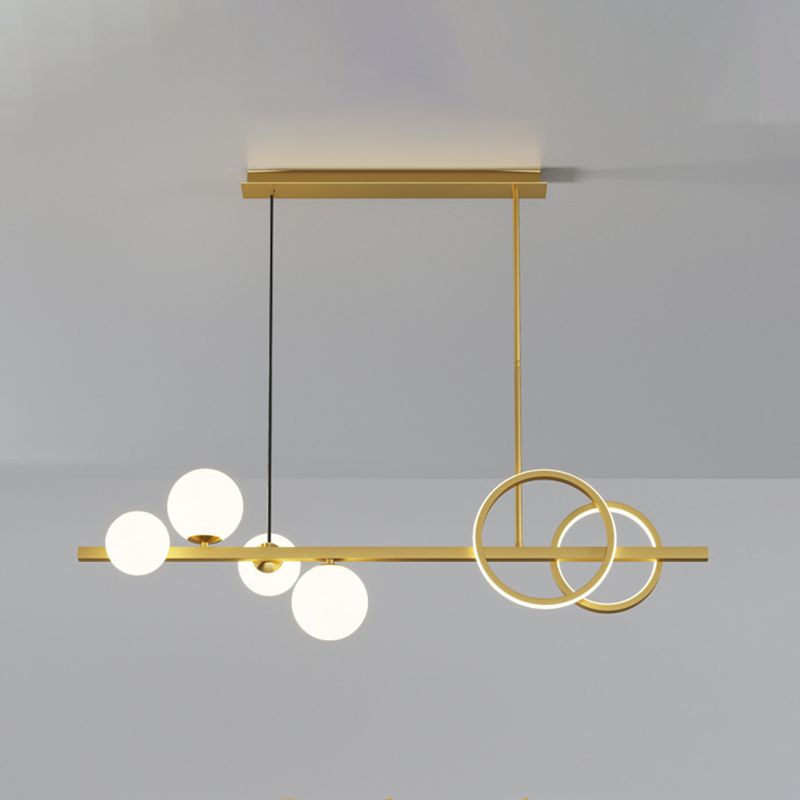 Moderne geometrie Island Lichtarmaturen Multi-hoofd restaurant Hanglamp met glazen schaduw