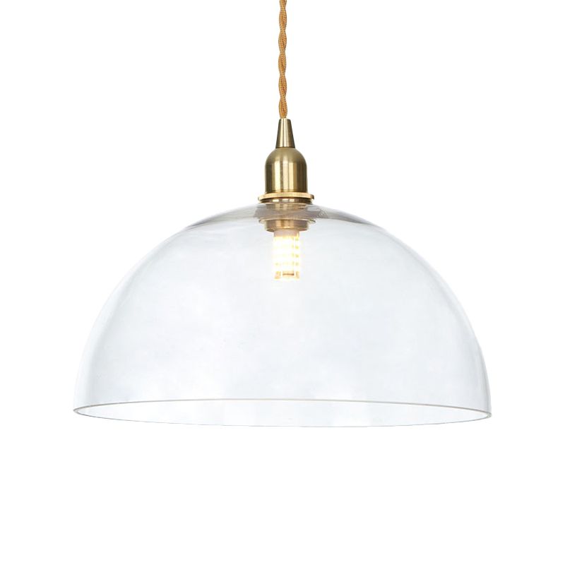 Latón 1 techo ligero colgante ligero industrial platillo de vidrio transparente/domo/lámpara colgante prismática para sala de estar