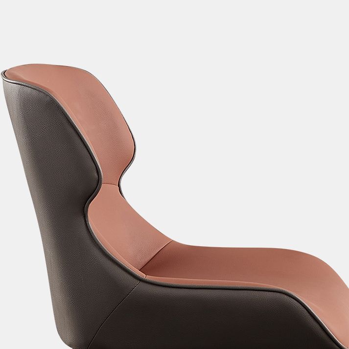 Zeitgenössischer Konferenzraum Wingback Seitenstuhl Orange Leder Essstuhl