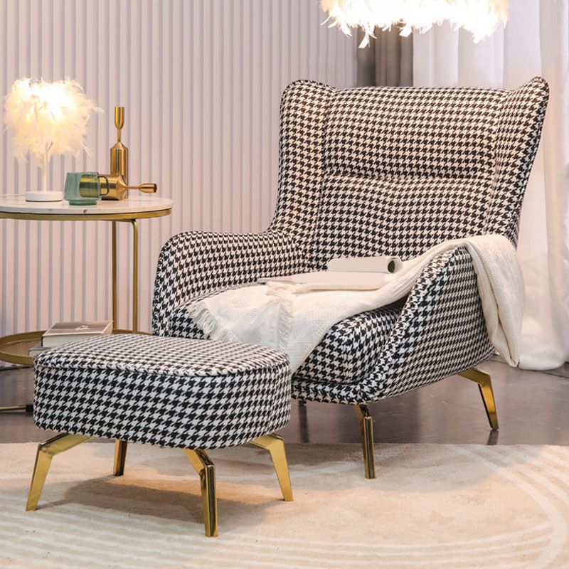 Pillow Back Chair with Golden Basic Four Leg and Flared Arms