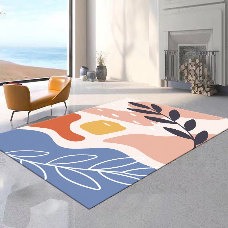 Tapis bloc de couleur rose, tapis d'intérieur en polyester, lavable, pour la décoration de la maison