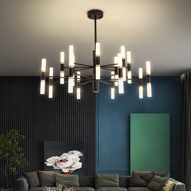 Linear Chandelier Light Fixtures Postmodern Multi-Head Suspension Pendant Lamps for Living Room