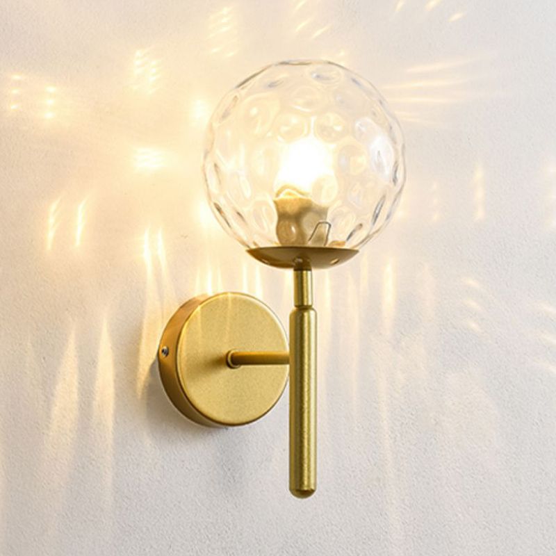 Modern Metal Wall Sconce Ball Shape Wall Light with Glass Shade for Living Room
