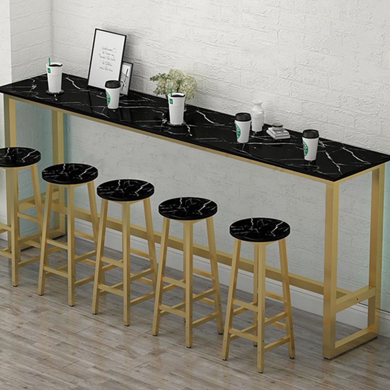 Glam Indoor Bar Stool Table Rectangle Bar Dining Table with Footrest