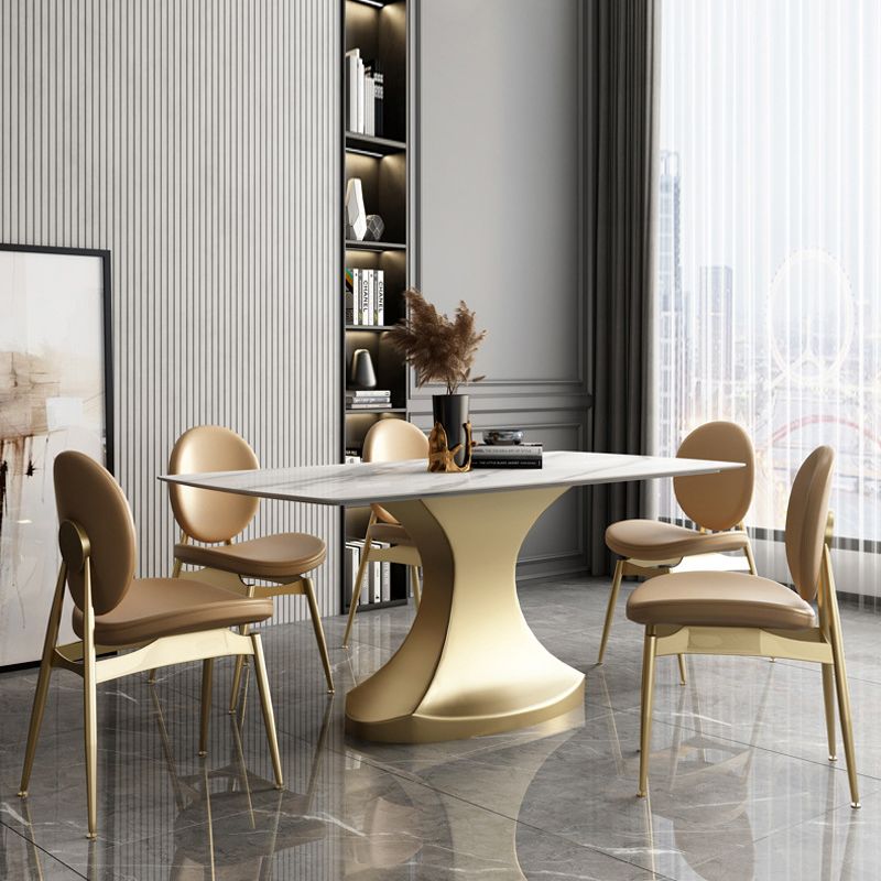 Glam Sintered Stone Dining Room Set Standard Height with Gold Leg Dining Furniture for Home Use