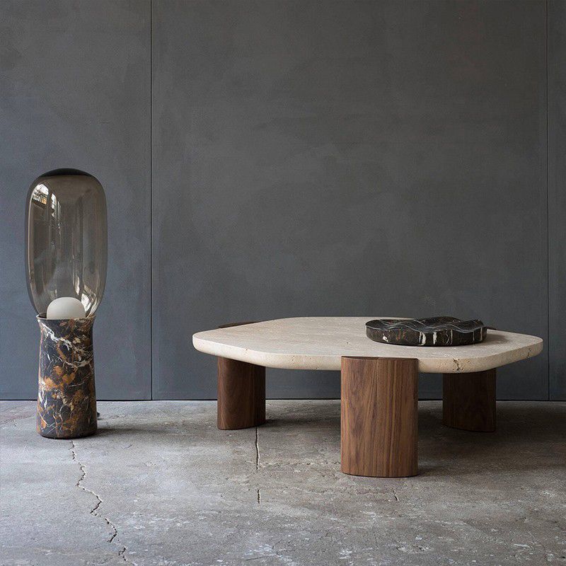 Contemporary Geometric Cocktail Table Single Slate Coffee Cocktail Table