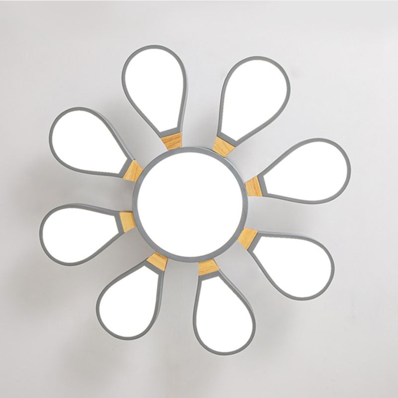 Modern Creative Petaloid LED Ceiling Light Lacquered Iron Semi Flush Mount with Acrylic Shade