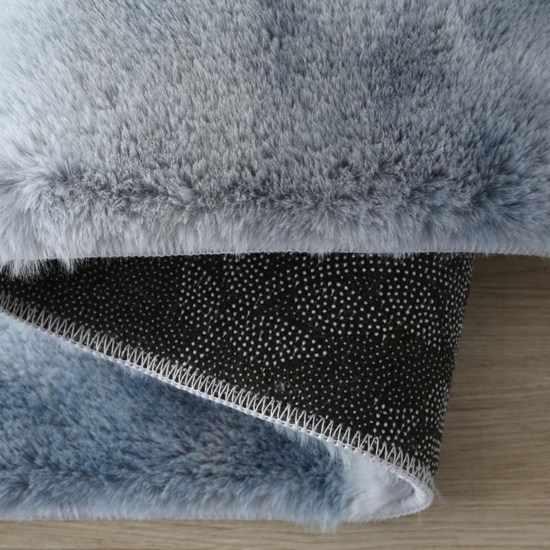 Trendy Plain Shag Area Rug Creative Polyester Rug Anti-Slip Backing Carpet for Home Decor