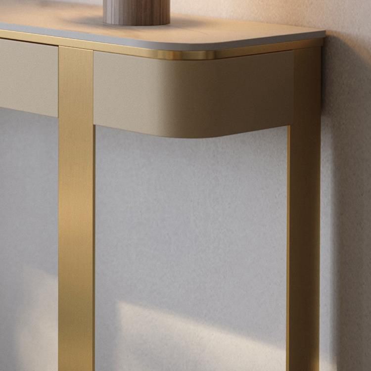 Glam Golden Console Accent Table Half Moon Console Sofa Table for Hall