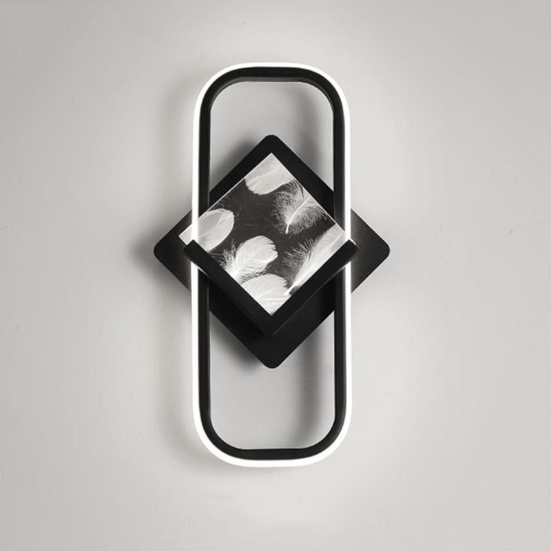 Modernist Crystal Rectangle Wall Light Fixture 1-Light LED Sconce Light for Bedroom