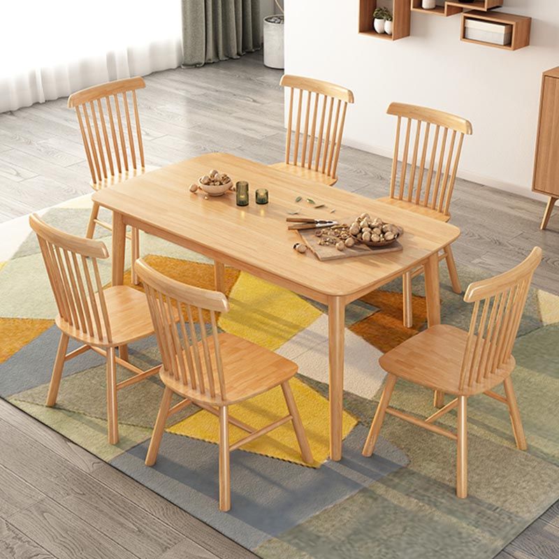 Rectangular Solid Wood Dining Table Modern Furniture with 4 Legs