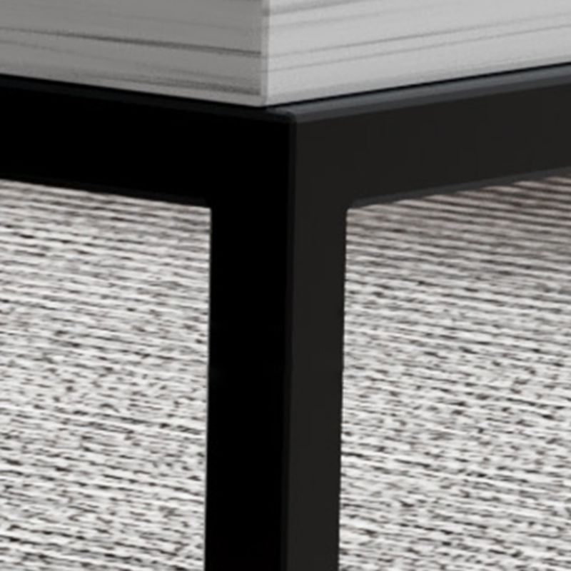 Contemporary 17.7" H Coffee Table Rectangular Stone Top Simple Cocktail Table