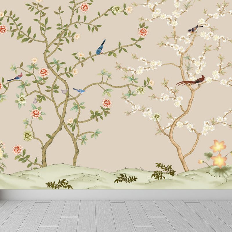 Large Flower Tree Mural Wallpaper Modern Luxuriant Botanical Wall Decor in Green