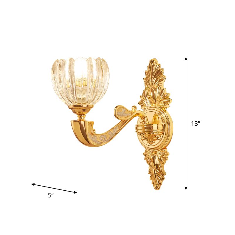 Afgeschuinde kristallen koepel SCONCE LICHT Modernisme 1/2-bulb slaapkamer wand gemonteerd lamp armatuur in goud