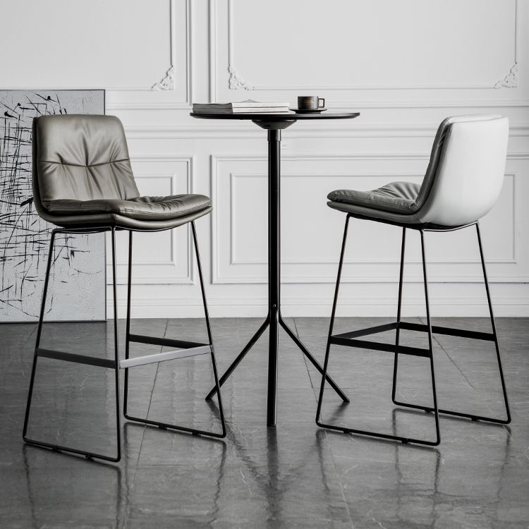Coffee Shop Low Back Scandinavian Stool Matte Finish Upholstered Bar Stools