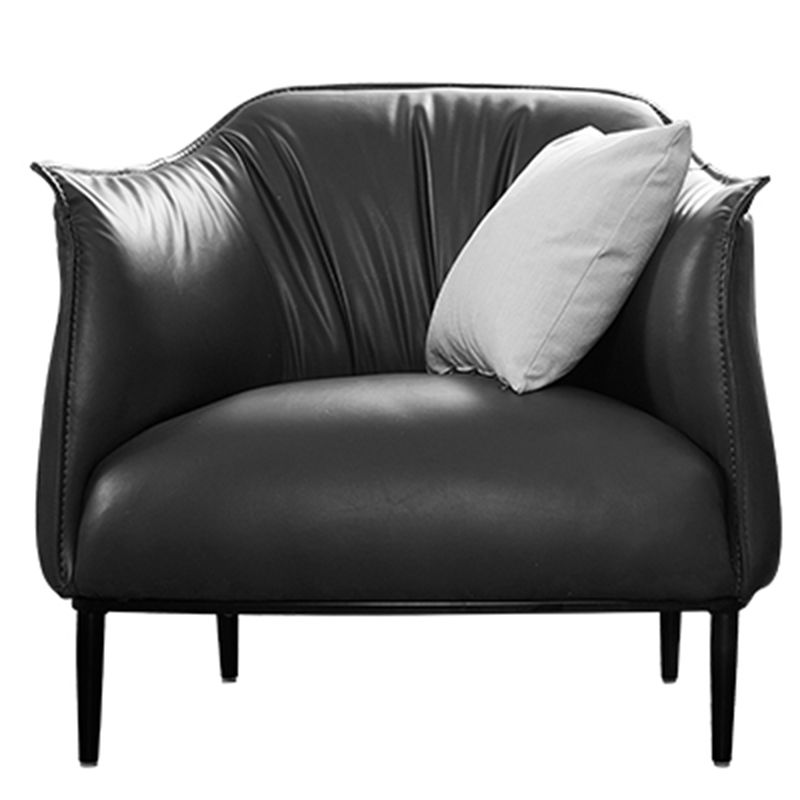33.85" L x 31.49" W x 31.49" H Faux Leather Barrel Accent Chair for Bedroom