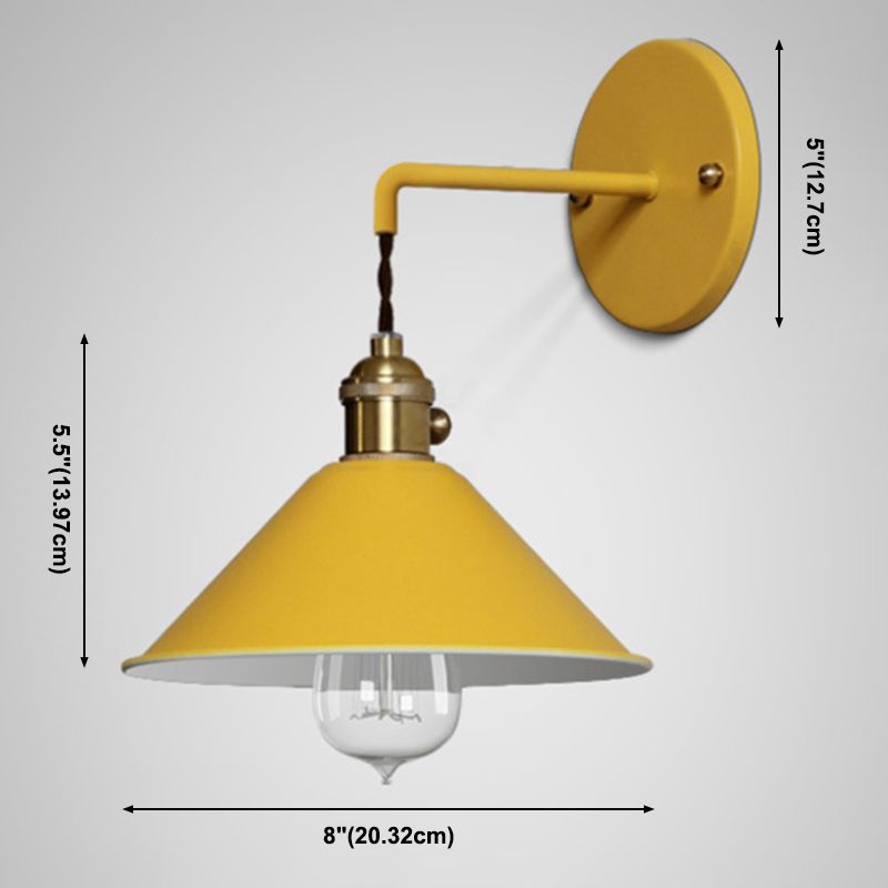 Macaron Color Nordic Wall Sconce Flared Metal Shade 1-Head Wall Lamp for Bedside Dinning Room