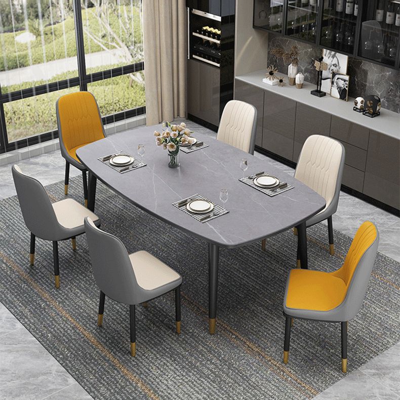 Glam Style Rectangle Dining Table Stone Top Dining Table with 4 Legs