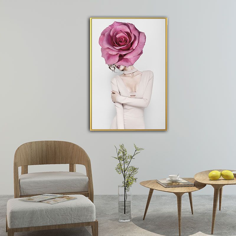 Toile enveloppée de femme et de fleurs, couleur Pastel, décoration murale moderniste pour chambre de filles