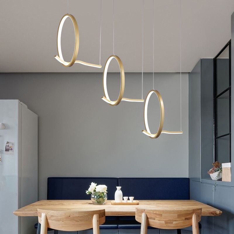 LED-Cluster-Ring-Anhänger Beleuchtung minimalistischer Metall 3-Kopf-Esszimmer Hängende Leuchte