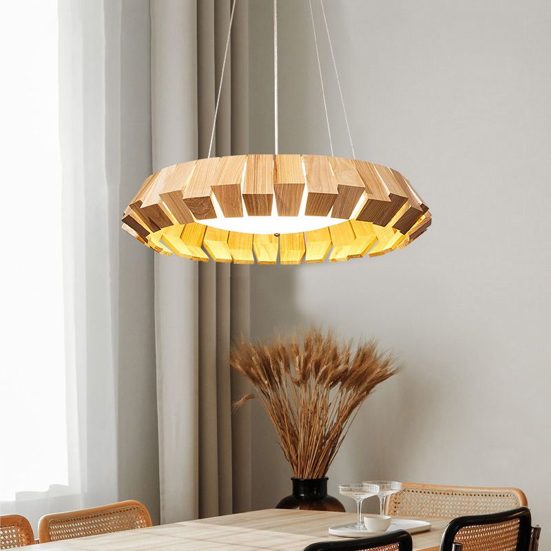 Contemporary Wooden Hanging Light Household Pendent Lighting Fixture for Living Room