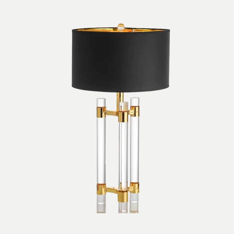 1 Luce di lettura in oro moderno di studio moderno con tonalità in tessuto tamburo