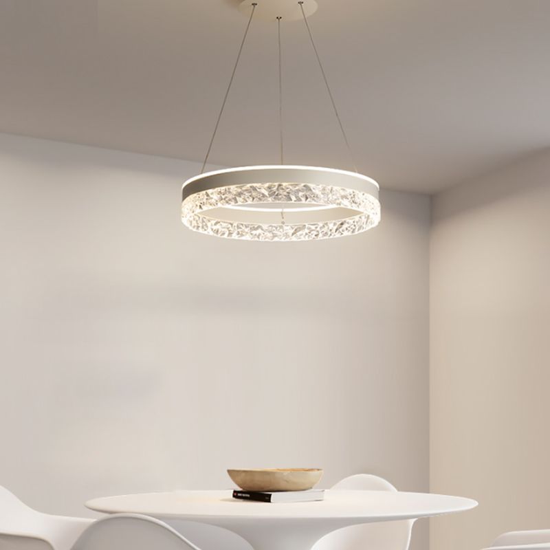 Modern Metal Chandelier Light Fixtures Round 1-Light Suspension Pendant Lamps with Acrylic Shade
