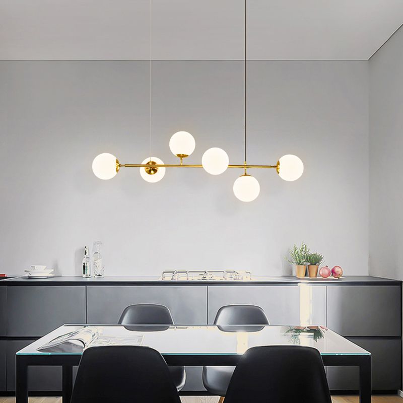 Modern Spherical Island Lighting Fixtures Glass 6 Light Pendant Lighting