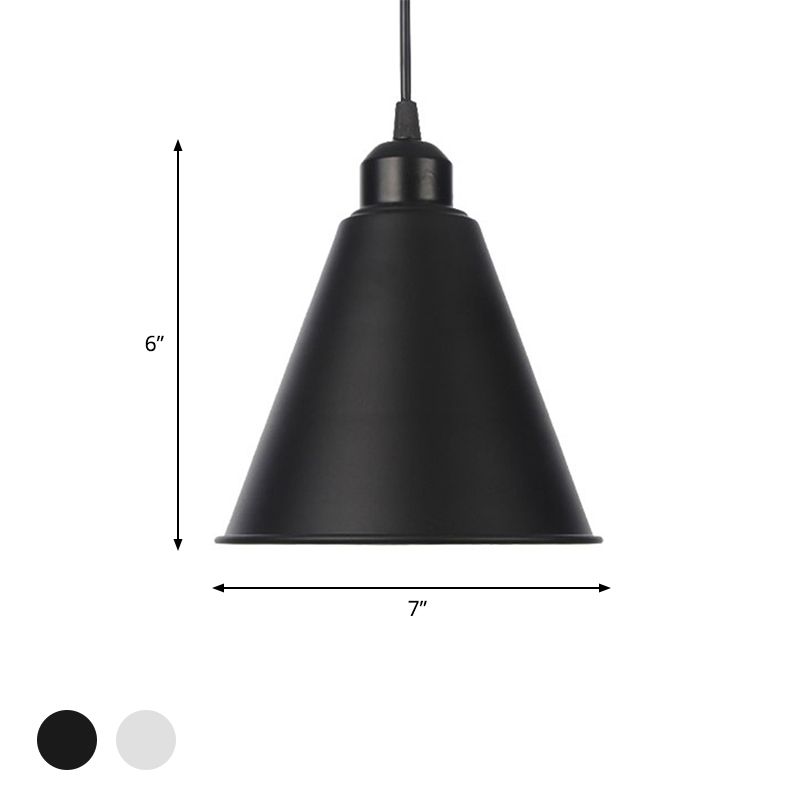 1 helles Innenheizanhänger Licht Bauernhaus Schwarz/Weiß Hanging Leuchte mit Kegel/Wellen-/breitem Flare Metallschatten