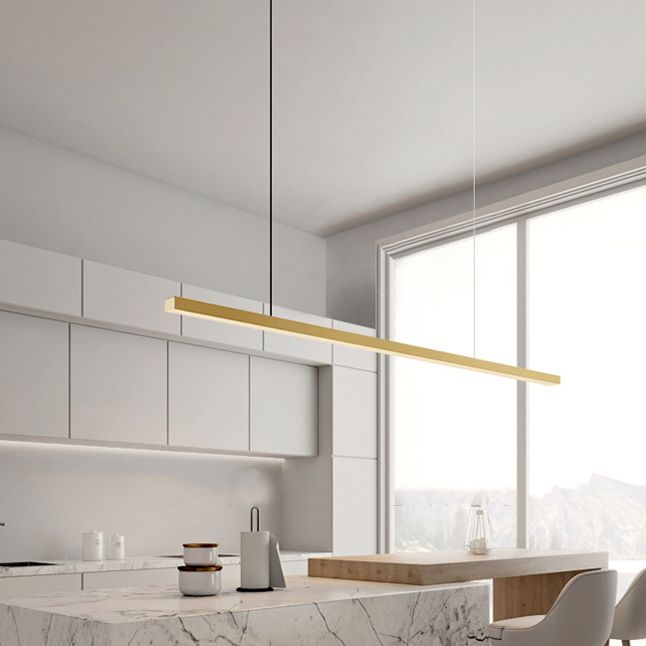 Luz de colgante de cocina contemporánea lineal lámpara de lámpara de metal 1 luz