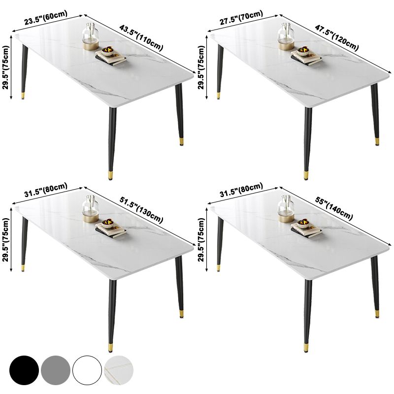 Rectangle Industrial Sintered Stone Dining Table 4 Legs Carbon Steel Base Table for Home