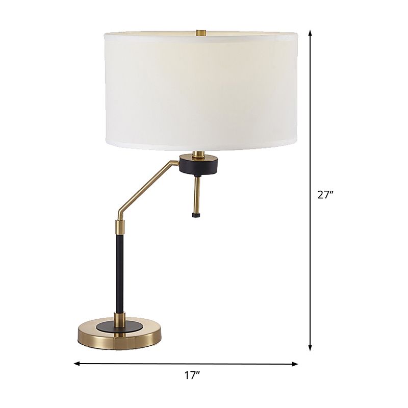 Contemporary 1 Bulb Table Light Cylindrical White Small Desk Lamp with Fabric Shade