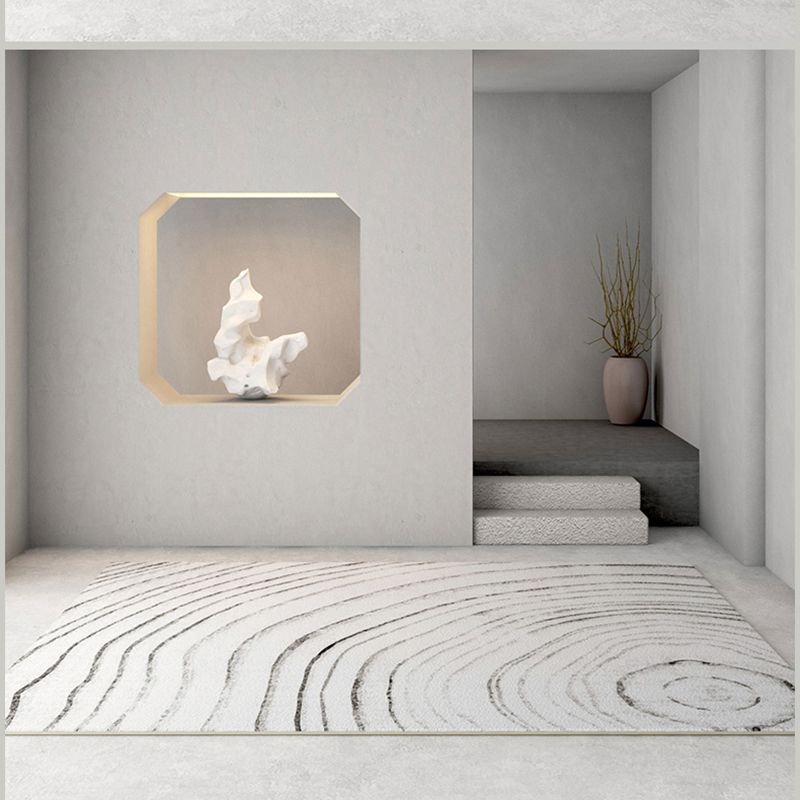 Simple Solid Color Comfort Rug Polyester Stripe Printing Area Rug Non-Slip Backing Carpet for Living Room