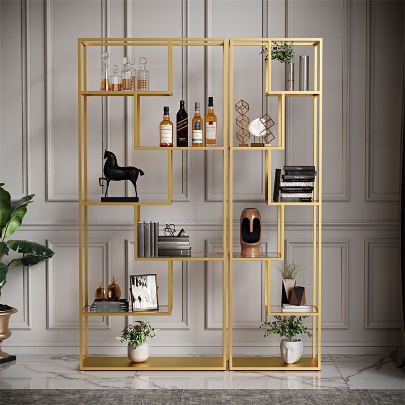 Libreria etagere industriale aperta verticale telaio di ferro invalido scaffale in vetro