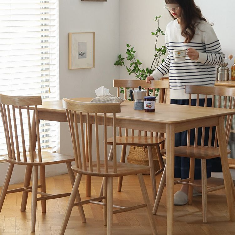 Contemporary Fixed Dining¬†Room¬†Table¬†Set with Solid Wood 4 Legs Base Kitchen Dining Furniture