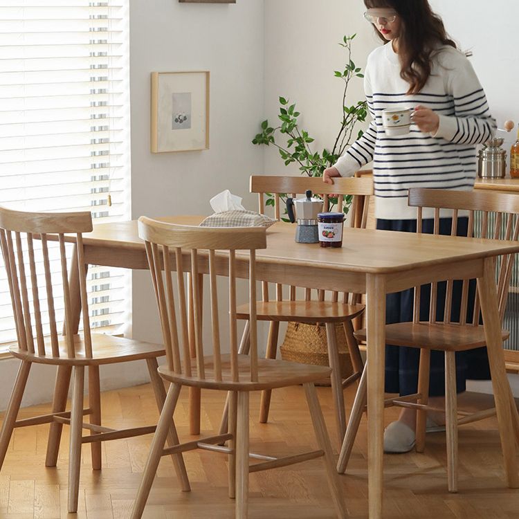 Contemporary Fixed Dining¬†Room¬†Table¬†Set with Solid Wood 4 Legs Base Kitchen Dining Furniture