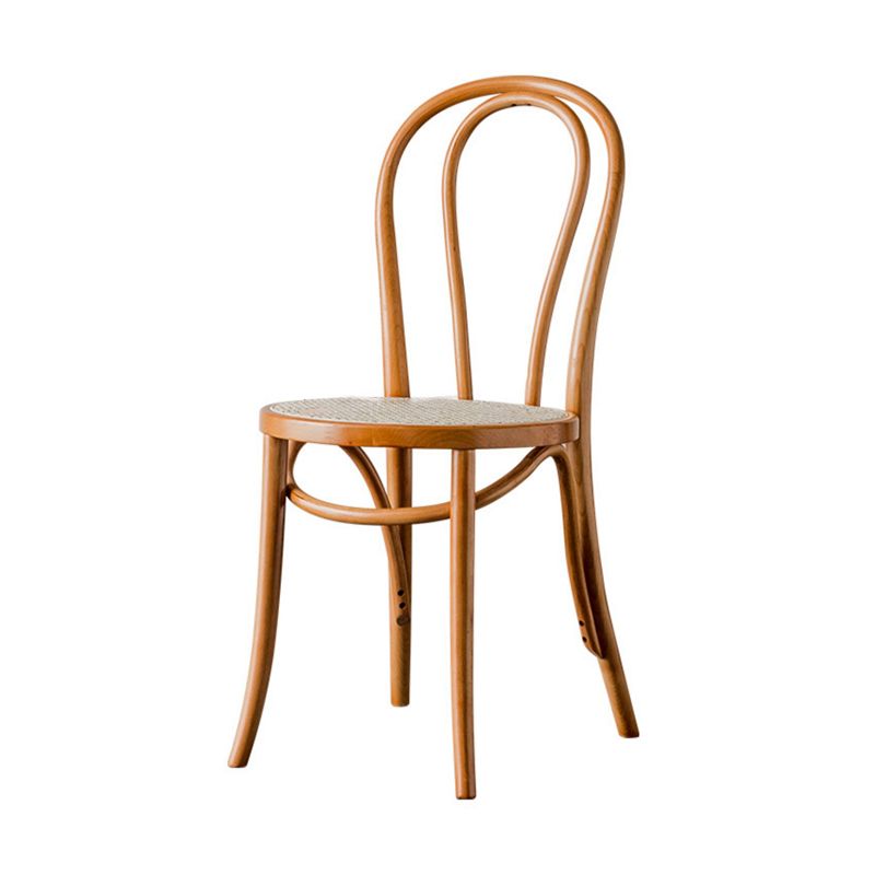 Silla sin brazos de comedor de madera tradicional, silla lateral de comedor individual con respaldo abierto para uso doméstico