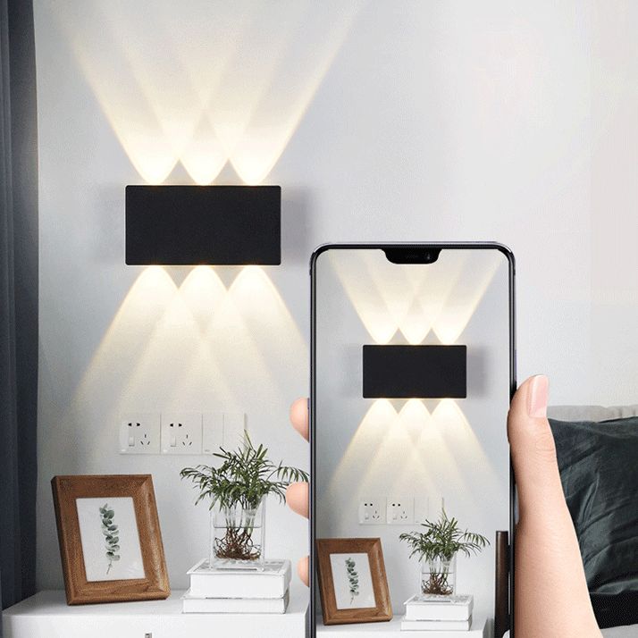 Lámpara de pared LED creativa moderna de aluminio Rectangular Rectangular Water Light en negro