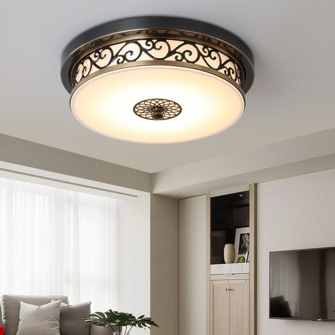 Traditionele stijl glazen inbouw plafondlamp ronde vorm inbouwverlichting voor slaapkamer
