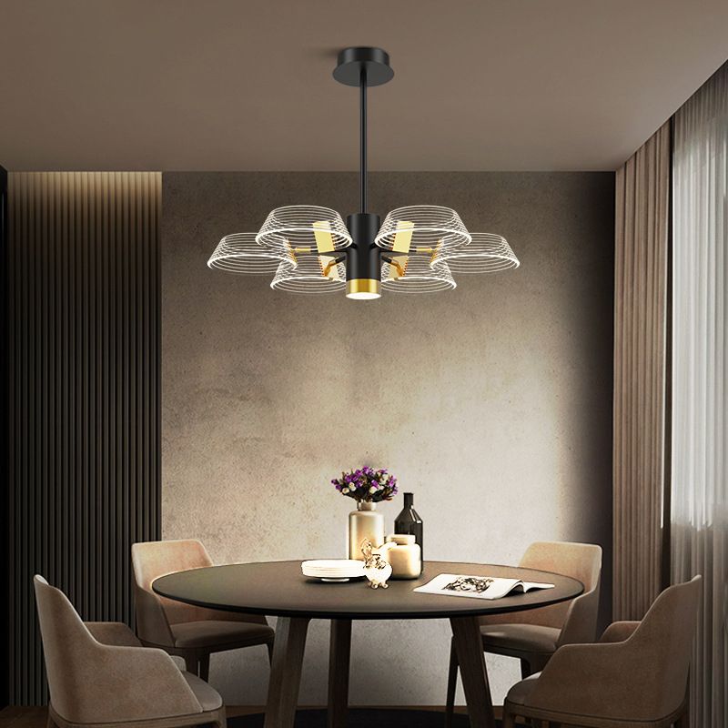 Trommelform Kronleuchter moderner Metallmulti -Licht -Hanglampe für Schlafzimmer