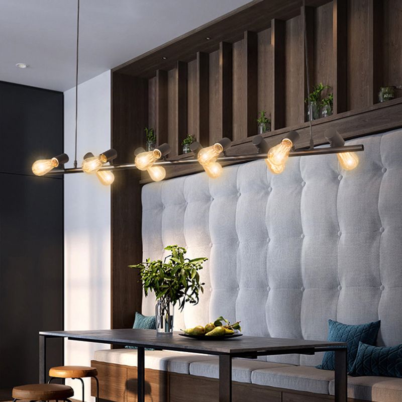 Industrial Style Iron Hanging Lamp Black Island Light Fixture for Dining Table