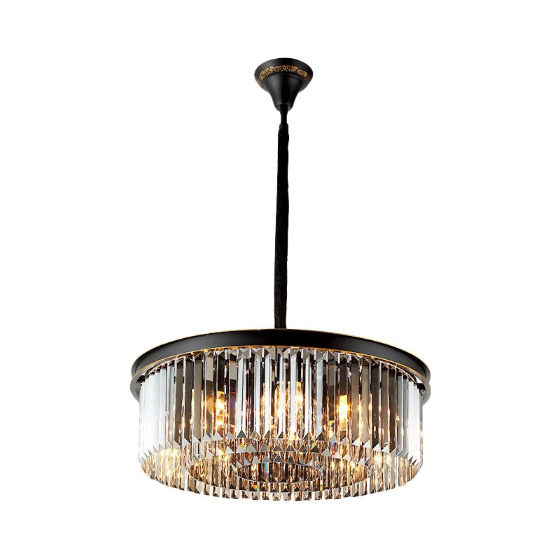 Black Island Lighting Rural Beveled Crystal Tiered Geometry Suspension Pendant Light for Dining Room