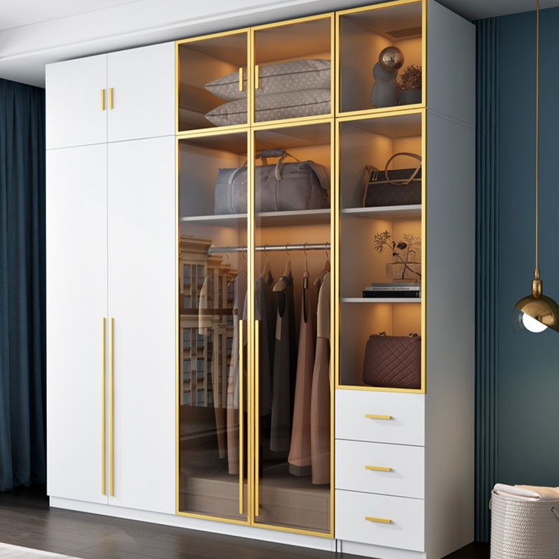 Bedroom Storage Cabinet with Brown Glass Doors Contemporary Hinged Door Cabinet