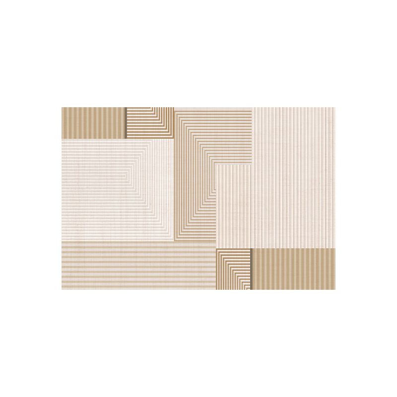 Modern Striped Rug Polyester Brown Rug Tear Resistant Rug for Drawing Room
