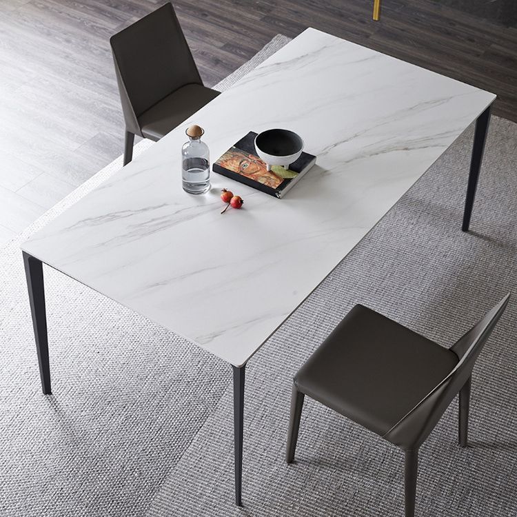 Stone Top Dining Table Contemporary Dining Table with 4 Black Legs
