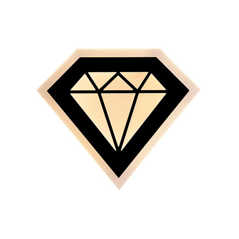 Acrylic Diamond Bedside Wall Lamp Contemporary LED Black/White Sconce Light Fixture in Warm/White Light